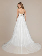 White A-Line Spaghetti Straps Sequins Tulle Wedding Dress