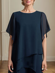 Separates Jumpsuit/Pantsuit Scoop Ankle-Length Chiffon Mother of the Bride Dress