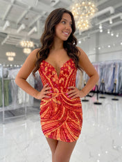 Champagne Gold Art Deco Sequin Short Homecoming Dresses