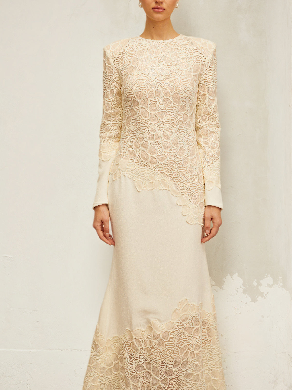 Ruskin Beige Embroidered Maxi Dress