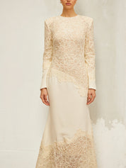 Ruskin Beige Embroidered Maxi Dress