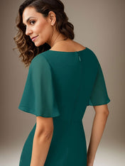 Dark Navy Sheath Beaded Chiffon Dress