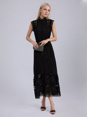 Kennedi Black Sleeveless Hollow Maxi Dress