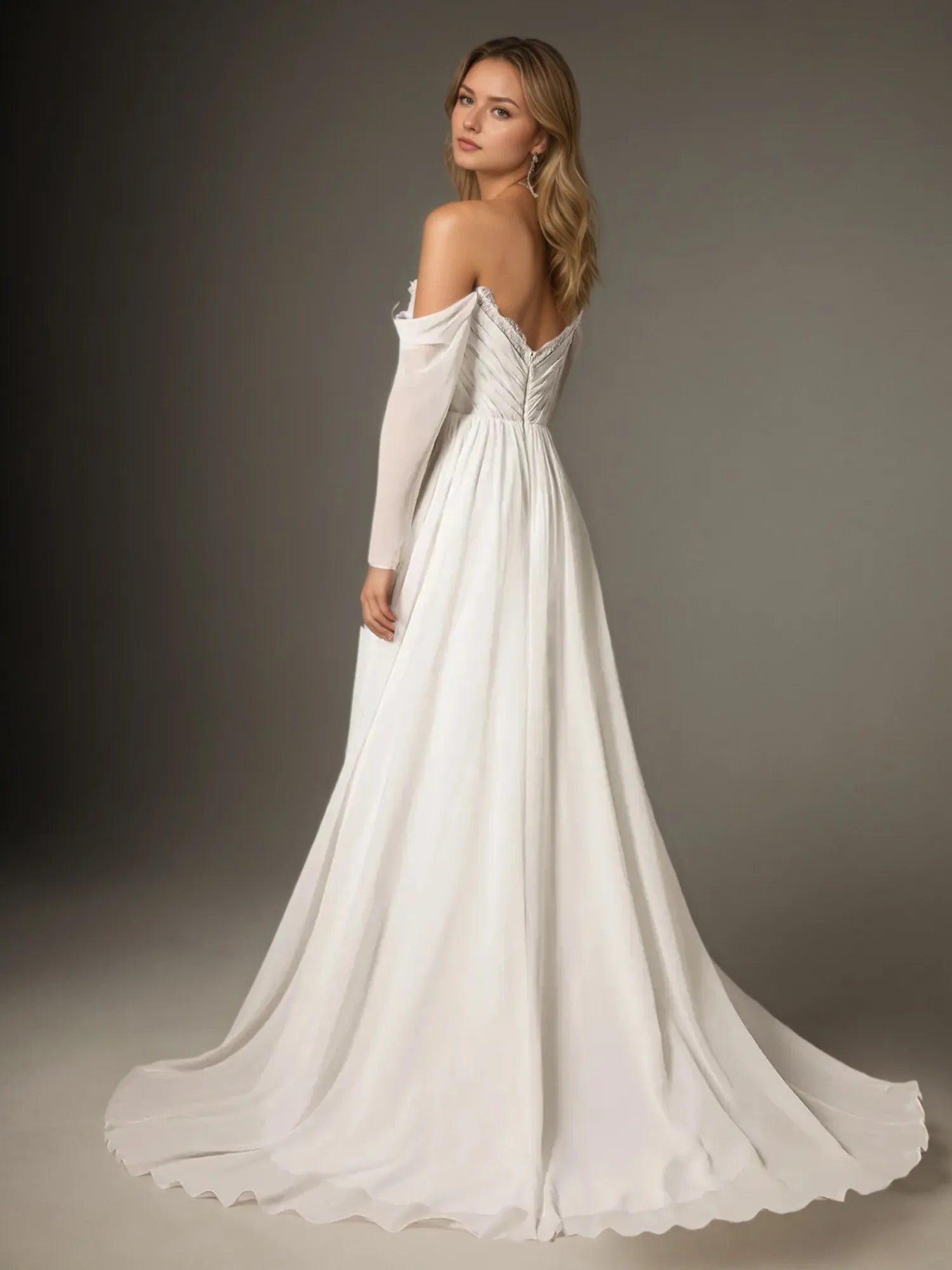 A-Line Sweetheart Lace Chiffon Wedding Dress