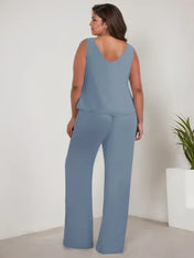 Chiffon Scoop Long Sleeves Mother Of The Bride Pantsuits With Jacket