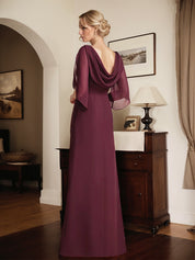 Sheath/Column Scoop Floor-Length Chiffon Mother of the Bride Dress With Pleated Beading
