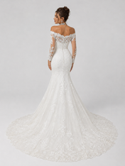 Elegant Off-the-Shoulder Long-Sleeve Lace Mermaid Wedding Dress with Chapel Train