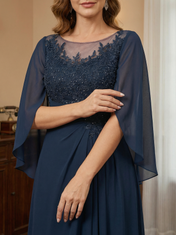 A-Line/Princess Scoop Floor-Length Mother of the Bride Dresses with Pleated & Sequins