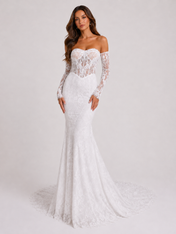Elegant Off-the-Shoulder Corset Lace Mermaid Wedding Dress with Chapel Train