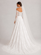 Elegant Off-the-Shoulder Lace Corset A-Line Wedding Dress with Chapel Train