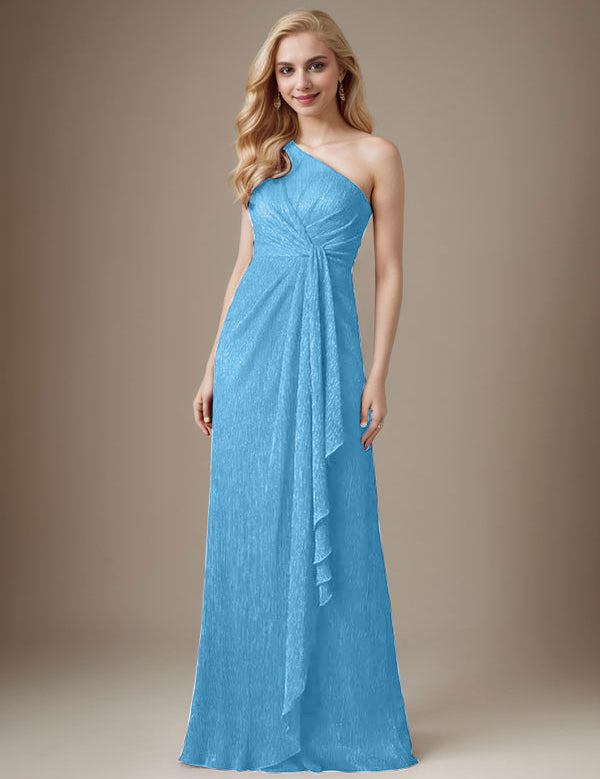 Robe fourreau Ruby asymétrique en maille métallisée pour mère de la mariée