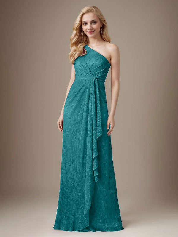 Robe fourreau Ruby asymétrique en maille métallisée pour mère de la mariée