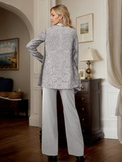 Chiffon Mother of the Bride Pantsuits with Jacket & Sequins