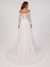 Elegant Off-the-Shoulder Corset Lace A-Line Wedding Dress with Chapel Train