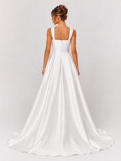 Elegant Square Neckline Satin A-Line Wedding Dress with Chapel Train