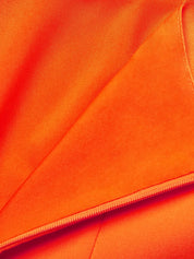 Orange Pleated Classic Square Neck Sleeveless A-Line Midi Dress