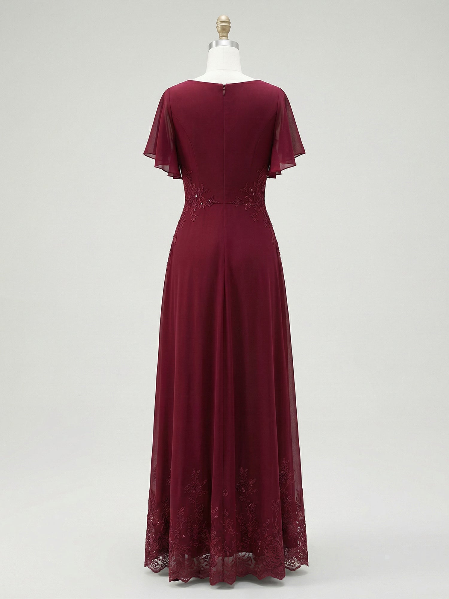 A-line Scoop Ankle-Length Lace Chiffon Mother of the Bride Dress With Sequins