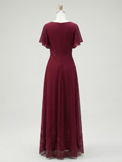 A-line Scoop Ankle-Length Lace Chiffon Mother of the Bride Dress With Sequins