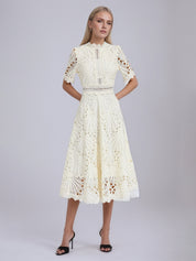 Freeman White Cut Out Midi Dress