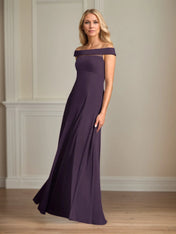 A Line Off the Shoulder Sleeveless Chiffon Mother of the Bride Dress With Pleated