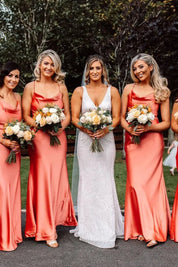 Elegant Pink Floor Length Long Bridesmaid Dress