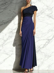 Sheath One Shoulder Ruched Maxi Formal Dress