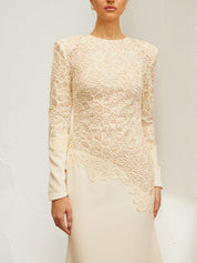 Ruskin Beige Embroidered Maxi Dress