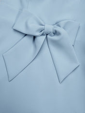 Light Blue Bow Lace Sweetheart Neckline Mermaid Maxi Dress