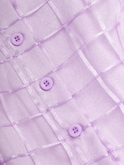 Lavender Purple Buckle Shirt Dress Shirt Collar Sleeveless A-Line Midi Dress