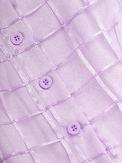 Lavender Purple Buckle Shirt Dress Shirt Collar Sleeveless A-Line Midi Dress