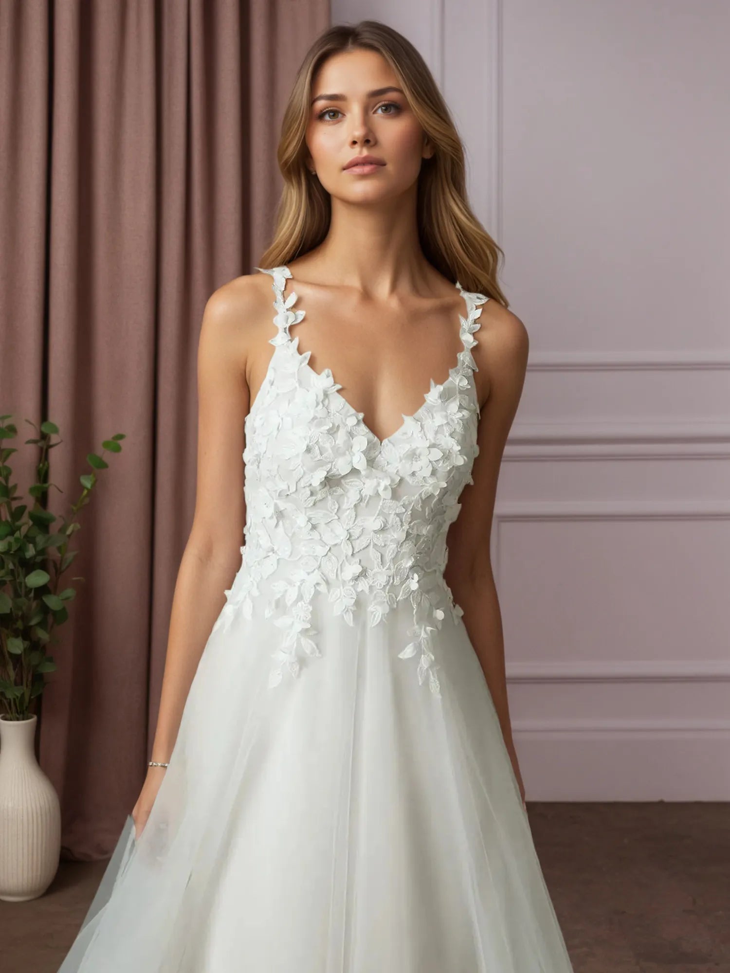 White Ball-Gown Lace Wedding Dress
