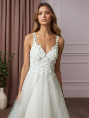 White Ball-Gown Lace Wedding Dress