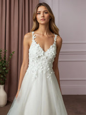 White Ball-Gown Lace Wedding Dress