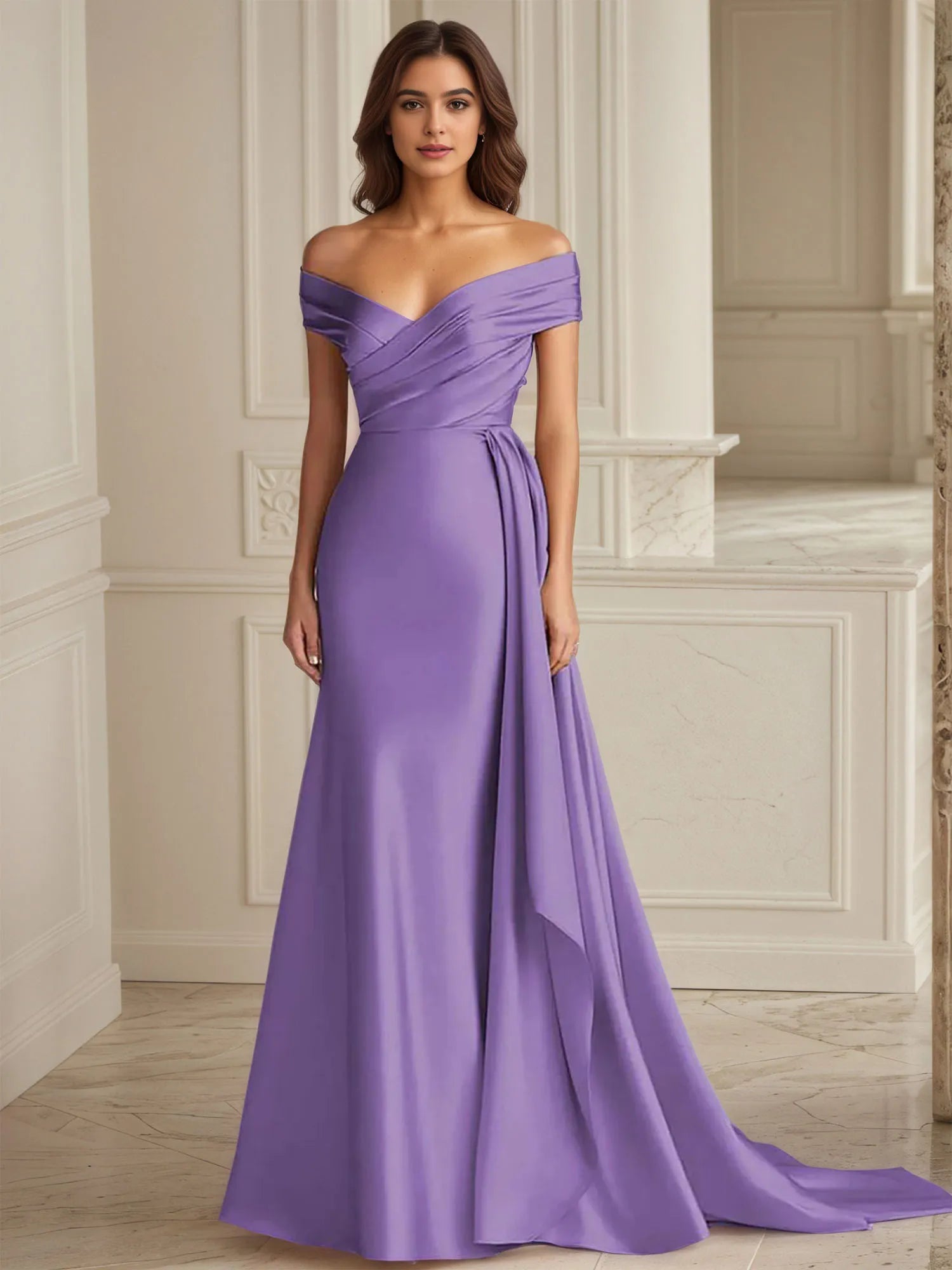 Mermaid Off The Shoulder Ruched Long Formal Dress
