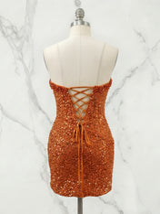 Glitter Strapless Mermaid Sequined Short Homecoming Mini Dress
