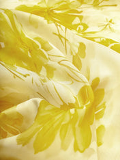 Yellow Floral Chiffon Halter Sleeveless A-Line Midi Dress