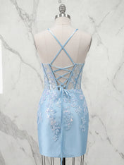Sweetheart Lace Appliqué Corset Mini Homecoming Dresses with Illusion Bodice