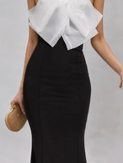 Black White-bow Mermaid Dress