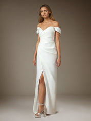 White Mermaid Strapless Double Faced Satin Wedding Dress