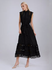 Kennedi Black Sleeveless Hollow Maxi Dress