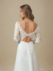 White A-Line V-Neck Sequins Chiffon Wedding Dress