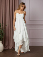 White A-Line Sweetheart Neckline Chiffon Wedding Dress
