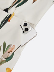 Women White Printing Deep V Neck Sleeveless Vacation Jumpsuit