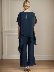 Separates Jumpsuit/Pantsuit Scoop Ankle-Length Chiffon Mother of the Bride Dress