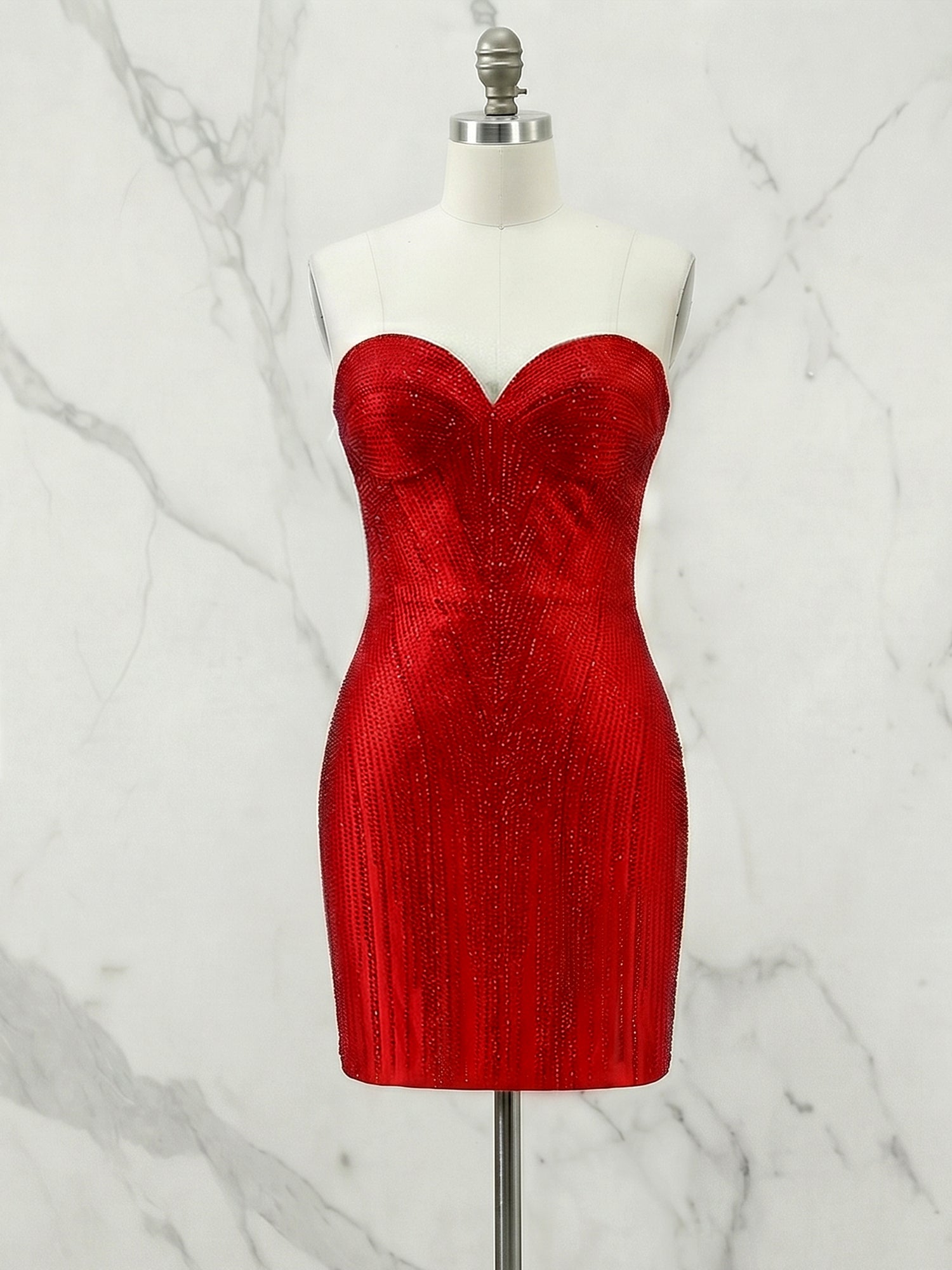 Strapless Sweetheart Neck Sequin Bodycon Mini Dress Homecoming Dresses