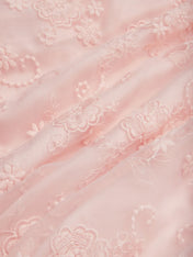 Light Pink Embroidered V Neck Sleeveless A-Line Midi Dress