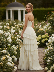 Elegant Strapless Sleeveless Ruffles Long Bridesmaid Dress