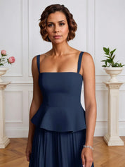 A-Line Off The Shoulder Sleeveless Pleated Chiffon Dress With Cascading Ruffles