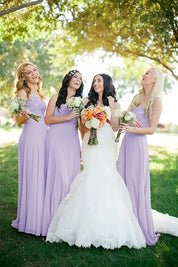 A Line Sweetheart Chiffon Floor Length Pleated Bridesmaid Dresses