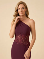 One-Shoulder Lace Waist Mermaid/Trumpet Formal Mother of the Bride Dress